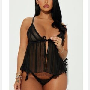 Fashion Nova Lusting Over You Babydoll - Black